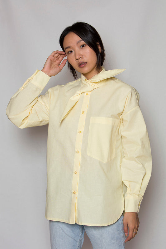 OM Shirt With Bow Tie Collar - Yellow