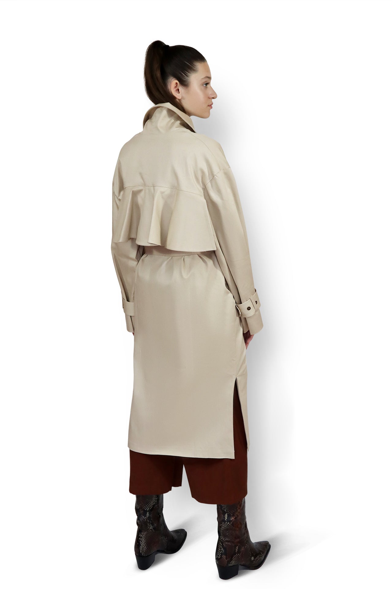 Ruffle Back Trench Coat - Cream – HAY-HAY