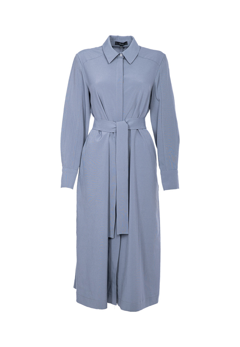 Blue-Gray Shirt Dress by Zgest