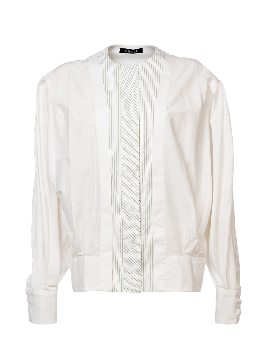 Collarless Style White Shirt