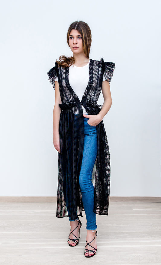 Transparent Black Mesh Vest