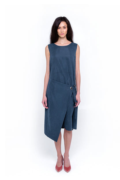 f by Faina Navy Asymmetric Dress front view