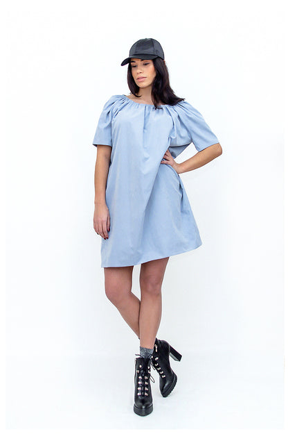 f by Faina Sky Blue Mini Dress front view