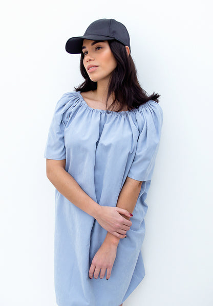 Model Wearing f by Faina Sky Blue Mini Dress