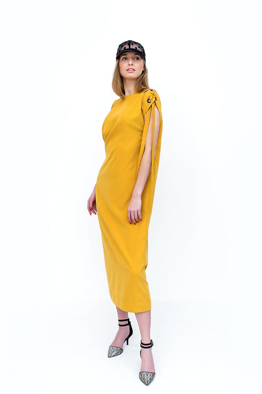Model Wearing f by Faina Sunny Yellow Dress