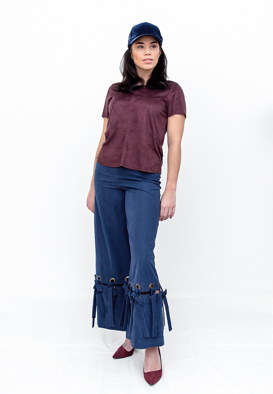 f by Faina Navy Wide-Leg Pants front view