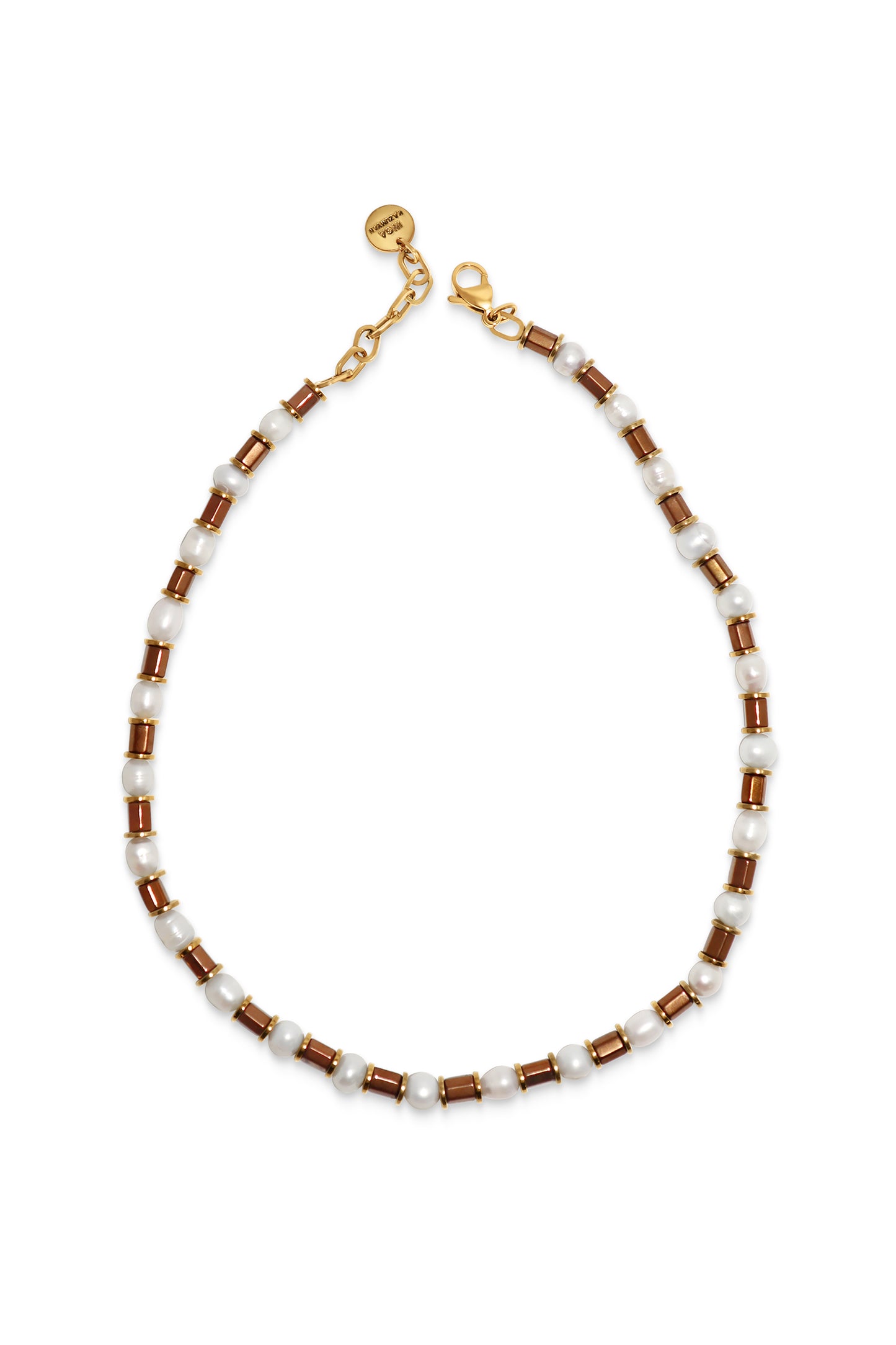 IK Gold Hematite & Pearl Necklace