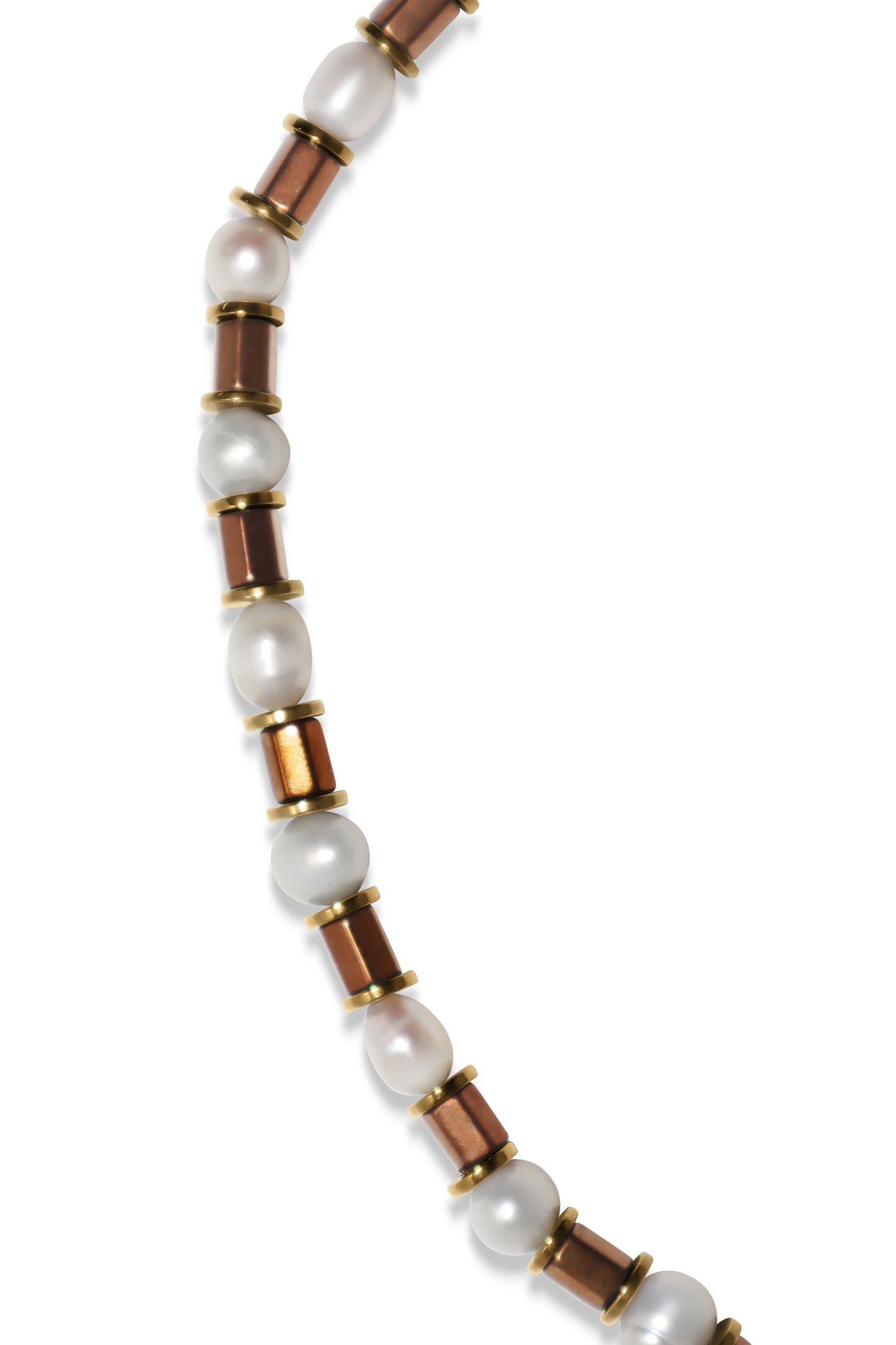 IK Gold Hematite & Pearl Necklace