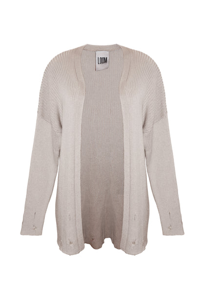 Distressed Cream Knit Cardigan