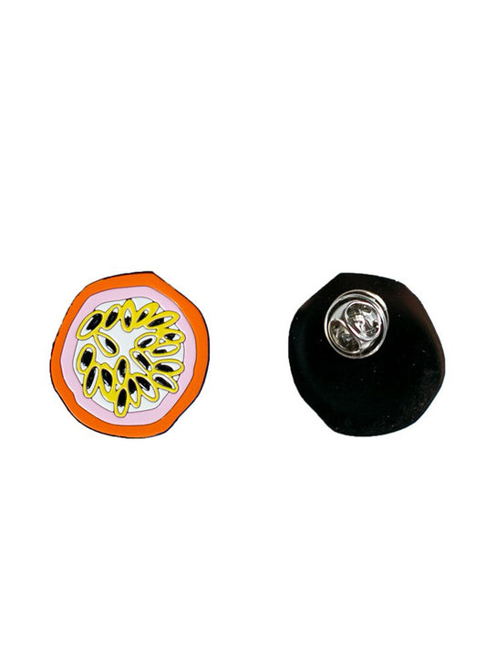 Enamel Pin Passion Fruit back and front view