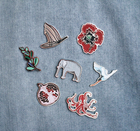 Enamel Pin Poppy and other pins
