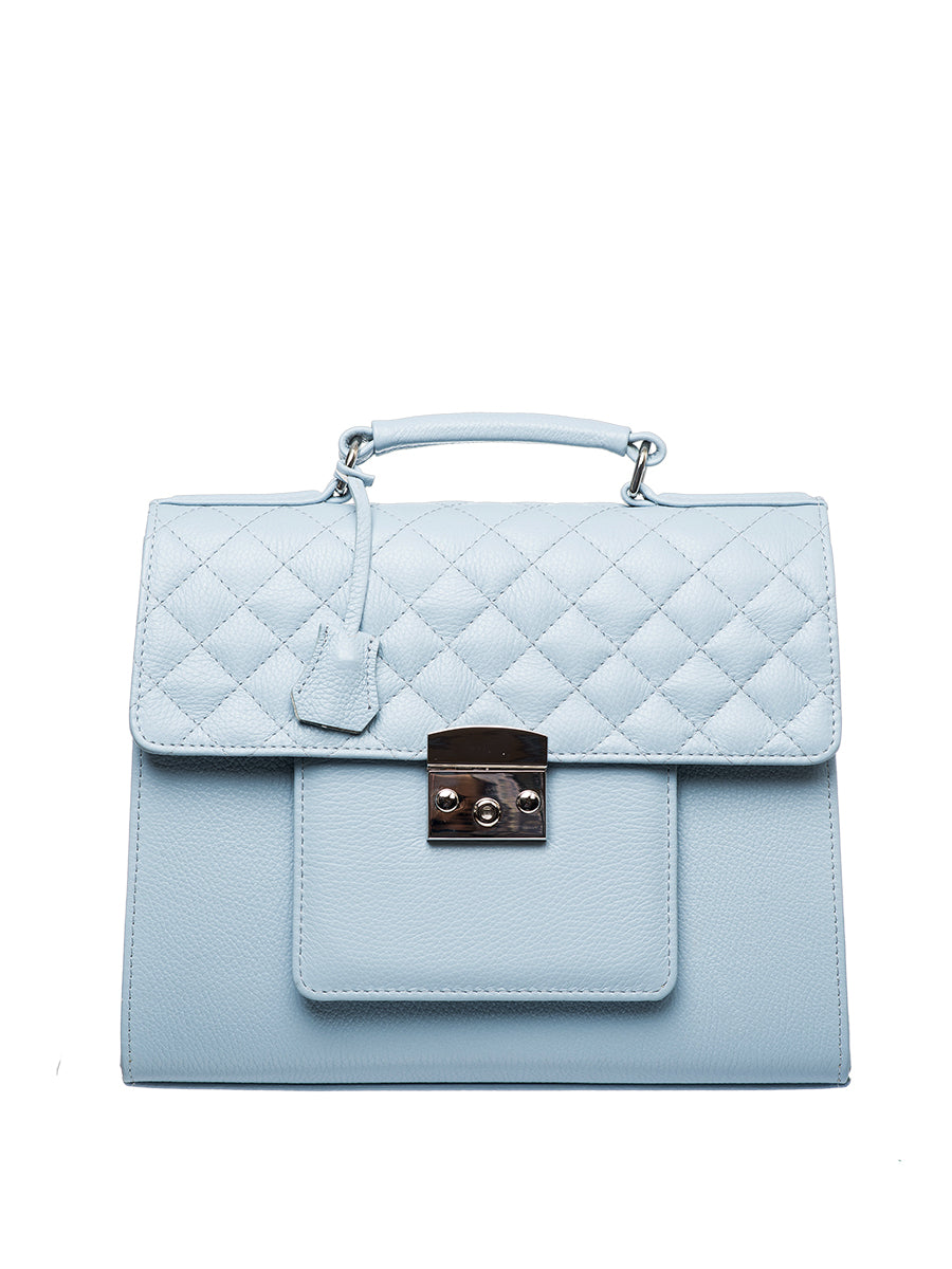 Quilted leather handbag - Pastel Blue