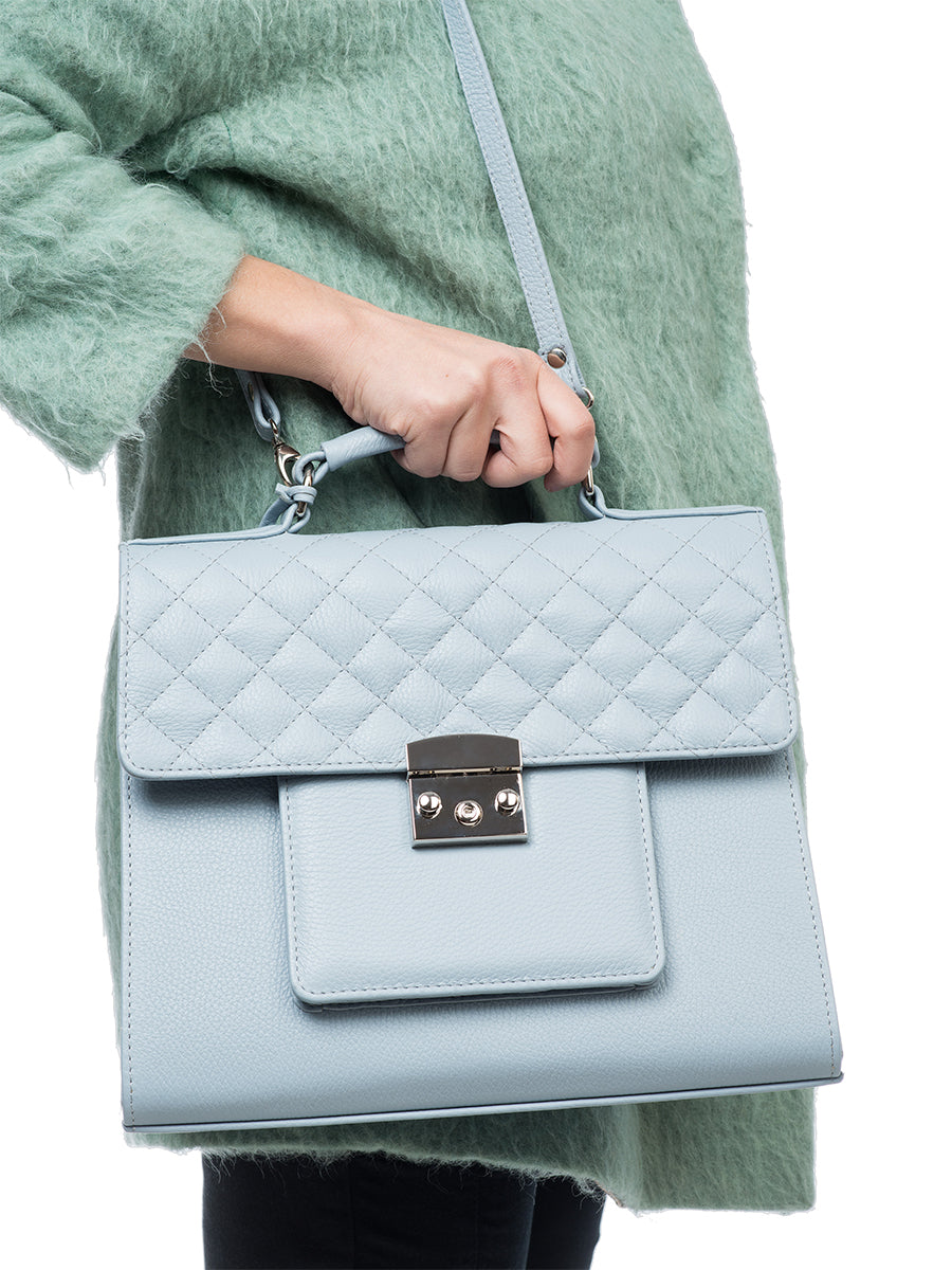 Leather handbag - Pastel Blue