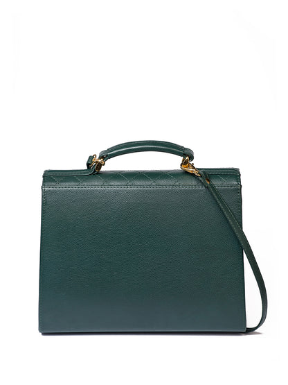 Quilted leather handbag - Green back view