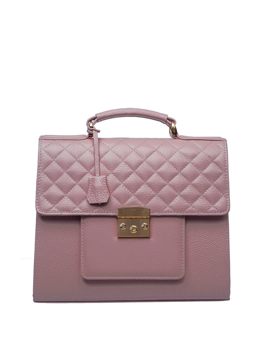 Quilted leather handbag - Mauve