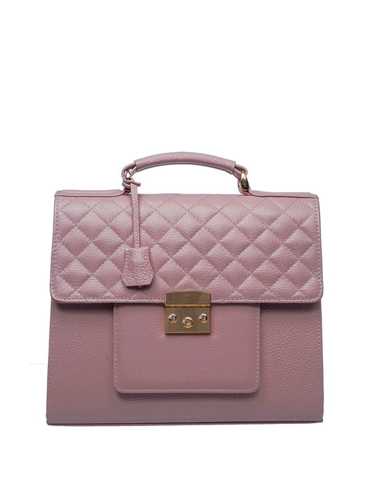 Quilted leather handbag - Mauve