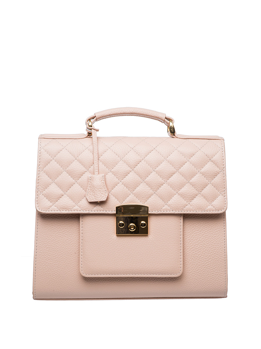Quilted leather handbag - Pastel Pink