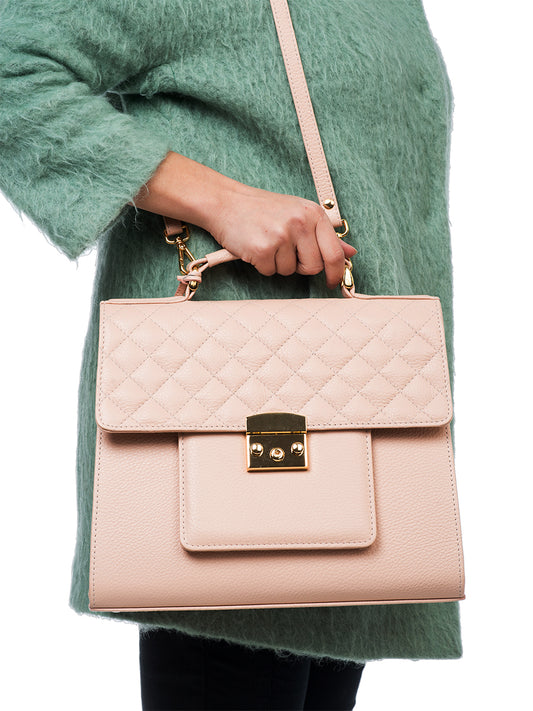 Leather handbag - Pastel Pink