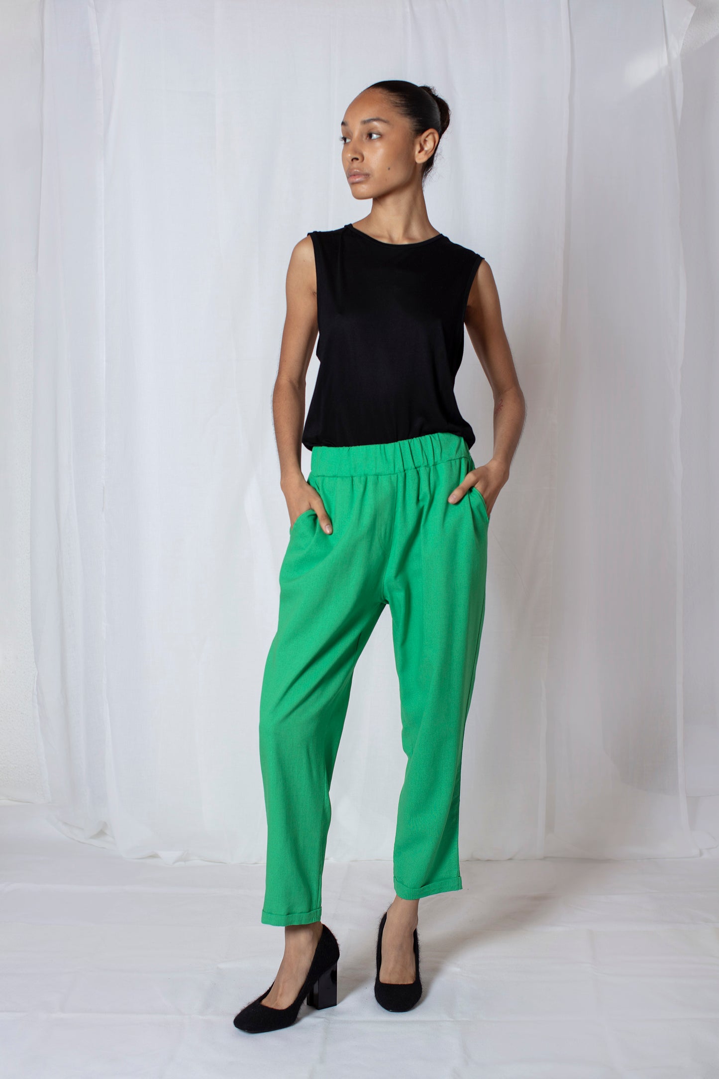 Cotton Green Pants by Shabeeg