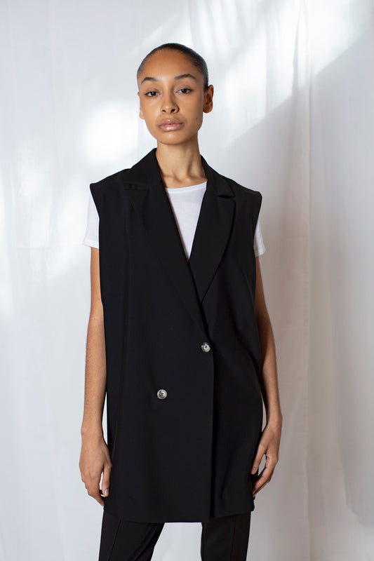 Sleeveless Blazer in Black by Zgest