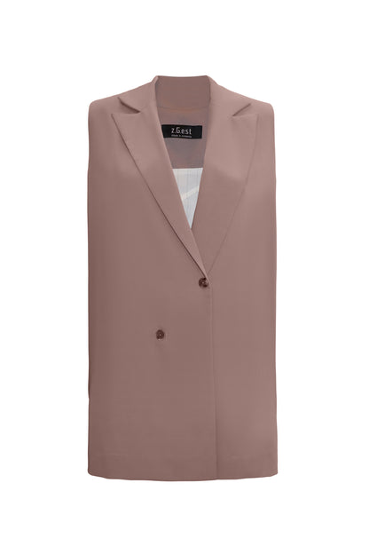 Sleeveless Blazer in Dusty Pink from Zgest