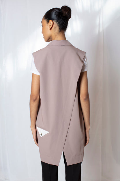 Sleeveless Blazer in Dusty Pink from Zgest